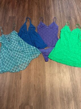 La Senza & Victoria Secret (M) Lace Camisole & Chemise Lot in Jewel Tones